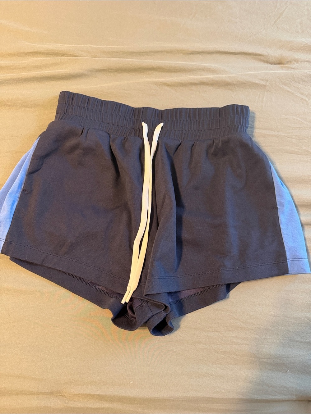 all in motion Navy Athletic Shorts with Light Blue Panels and White Drawstring